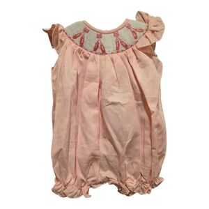 HAUTE SMOCKS Pink Ballerina Slippers Romper‎ -  Size 6M NWOT